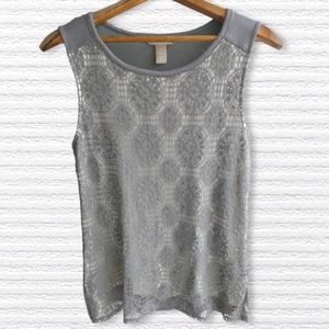 Banana Republic Gray Crochet Lace Tank Size Med